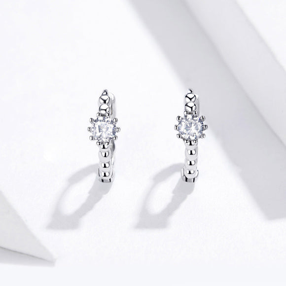 925 Sterling Silver Earrings with Pavé Setting CZ - 1cm for Women