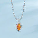 925 Sterling Silver Necklace with Synthetic Opal Pendant, 45cm, Plated White Gold for Women-3