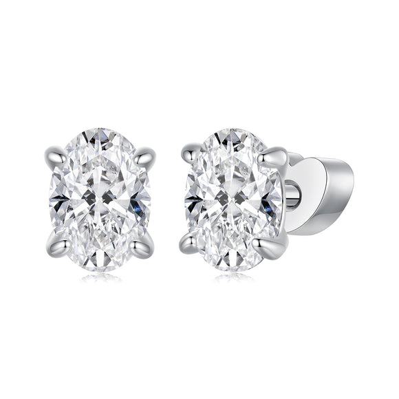 925 Sterling Silver Earrings with Pavé Setting CZ, 0.7*0.5cm, for Women
