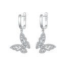 925 Sterling Silver Earrings with Pavé Setting CZ, 37x19mm for Women-1