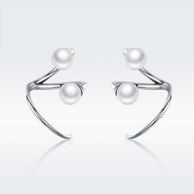 925 Sterling Silver Oxidized Earrings with Shell Pearl for Women - 0