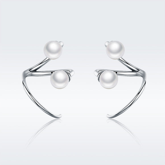 925 Sterling Silver Oxidized Earrings with Shell Pearl for Women