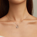 925 Sterling Silver Adjustable Moonstone Necklace with CZ Accents for Women-5