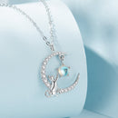 925 Sterling Silver Adjustable Moonstone Necklace with CZ Accents for Women-2