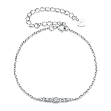 925 Sterling Silver Moissanite Bracelet for Women, Plated White Gold, 15+6cm