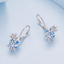 925 Sterling Silver Earrings with Transparent Glass and CZ, 23*12mm for Women-4