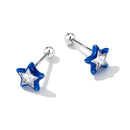 925 Sterling Silver Enamel CZ Stud Earrings in Platinum Plating-2