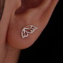 925 Sterling Silver White Gold Plated Pavé Set CZ Earrings - Small Size-5