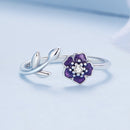 925 Sterling Silver Oxidized Flower Design Ring with Pavé Setting CZ-3