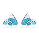 S925 Sterling Silver Earrings 0.7*0.9cm with Plated Platinum and Enamel-1