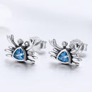 925 Sterling Silver Oxidized CZ Earrings 0.7cm x 1cm for Women-3