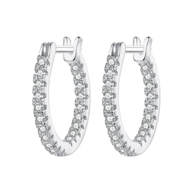 925 Sterling Silver Earrings with Pave Setting CZ in White Gold for Women