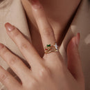 925 Sterling Silver Enamel Pavé Setting CZ Gold Plated Ring for Women-7