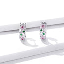 925 Sterling Silver Earrings with Pavé Setting CZ, 1.2*0.5cm, for Women-2