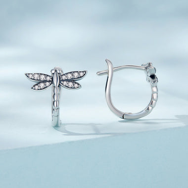 925 Sterling Silver Earrings with Pavé Setting CZ, Oxidized Finish, 1.3cm for Women - 0
