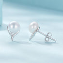 925 Sterling Silver Pavé Setting CZ & Natural Fresh Water Earrings for Women - 10*7mm-5