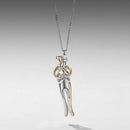 925 Sterling Silver Plated White Gold & Gold Necklace 40+5cm for Women-3