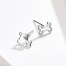 925 Sterling Silver Earrings for Women, 0.5-0.6cm, Bone and Dog Design, Platinum Plated-3
