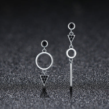 925 Sterling Silver Oxidized Pavé Setting CZ Earrings - 0