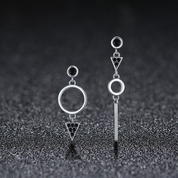 925 Sterling Silver Oxidized Pavé Setting CZ Earrings