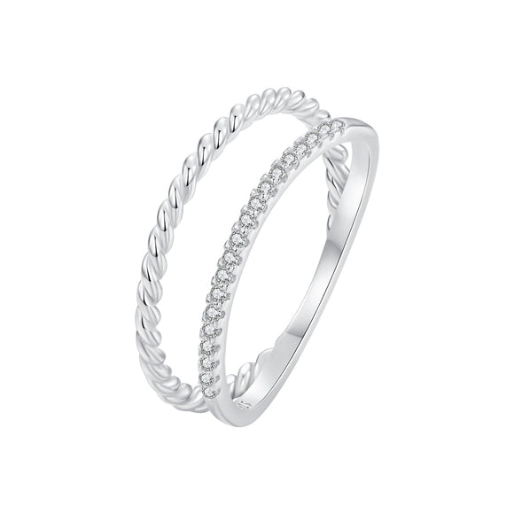 925 Sterling Silver Ring 6.0 Size with Pavé Setting CZ