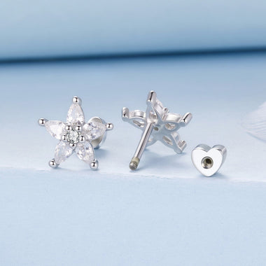 925 Sterling Silver Earrings with Pavé CZ Setting - 0