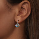 925 Sterling Silver Earrings with Transparent Glass and White Gold Plating for Women-7