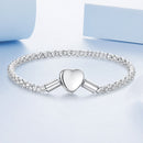 925 Sterling Silver Bracelet 17cm Heart-shaped 1.0cm for Women-4
