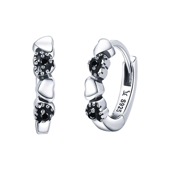 925 Sterling Silver Earrings with Pavé Setting CZ, 1.1*0.3cm