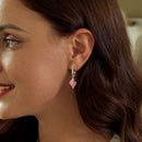 925 Sterling Silver Earrings with Transparent Glass, 28x9mm, Women's Jewelry-7