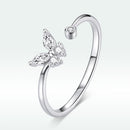 925 Sterling Silver Ring with Pavé Setting CZ, Butterfly Design, 0.6cm for Women-2