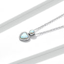 925 Sterling Silver Genuine Translucent Opal Necklace with CZ for Women-2