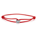 925 Sterling Silver Adjustable Bracelet with CZ and Cotton Rope for Women-1