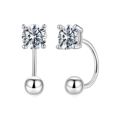 925 Sterling Silver Moissanite 0.1ct Earrings 1.3cm for Women - 0