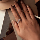 925 Sterling Silver & White Gold Pave Setting Moonstone Ring for Women-6