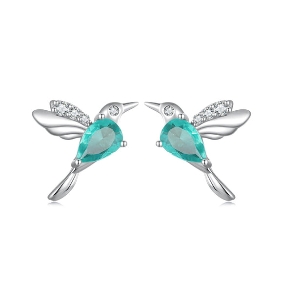 925 Sterling Silver Transparent Glass Earrings with CZ for Women