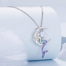 925 Sterling Silver 29x18mm Moonstone Pendant Necklace with Enamel Process-3