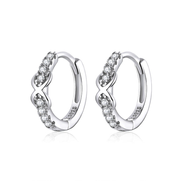 925 Sterling Silver Plated Platinum CZ Pavé Earrings for Women