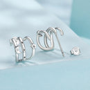 925 Sterling Silver Earrings with Pavé Setting CZ - Oxidized Silver, 1.1cm for Women-2