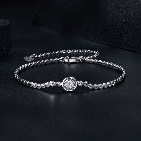 S925 Sterling Silver 5.0mm Moissanite Bracelet for Women