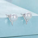 925 Sterling Silver Pavé Setting CZ & Natural Fresh Water Earrings for Women - 10*7mm-3