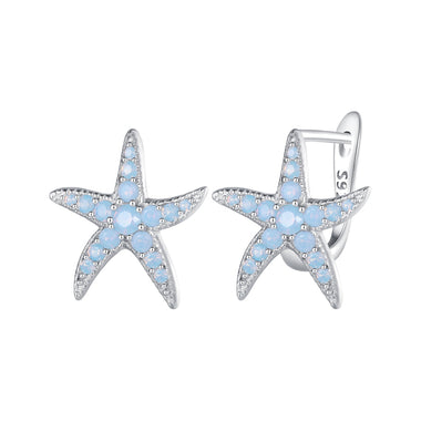 925 Sterling Silver Opal Earrings 15x13mm for Women