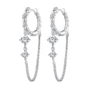 925 Sterling Silver Earrings with Pavé Setting CZ, 34*6mm for Women-1