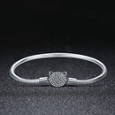 925 Sterling Silver Bracelet with Cat Head Charm, 17cm for Women-2