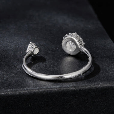 925 Sterling Silver Moissanite 0.5ct & 0.2ct Ring in Size E for Women