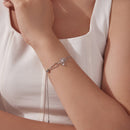 925 Sterling Silver Adjustable Chain Bracelet with White Gold Plating and CZ for Women-6