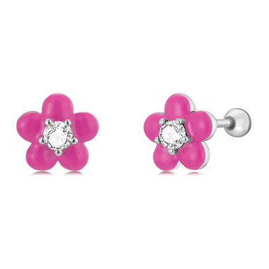 S925 Sterling Silver CZ Pavé Enamel Oxidized Earrings