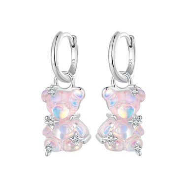 925 Sterling Silver Earrings with Pavé Setting CZ and Resin - 2.8 x 1.1 cm - Women's Fashion