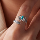 925 Sterling Silver Ring with Synthetic Turquoise in Oxidized Finish for Women-6