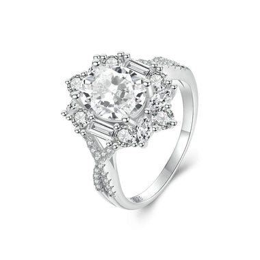 925 Sterling Silver 2 Carat Moissanite Ring in White Gold Plating - Size 8 for Women - 0